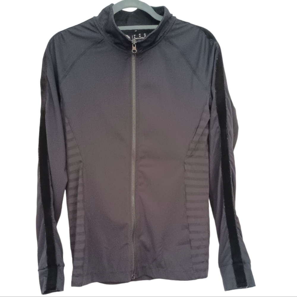 The Upside Full Zip with Mesh Panels and Velvet Racing Stripe Sleeves Size 12